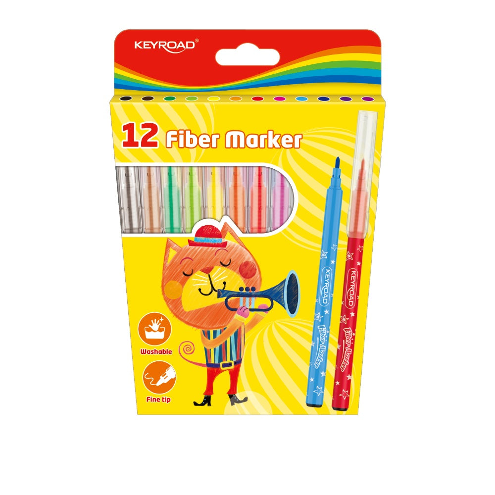 Rostirón, filctoll készlet 2 mm 12 db/bliszter Keyroad vegyes színek kép