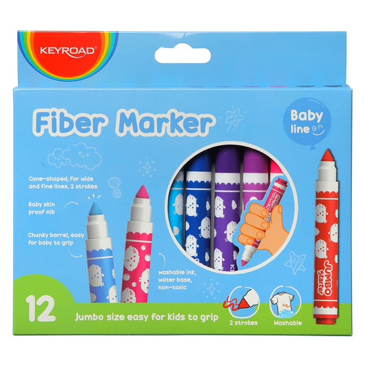 Rostirón, filctoll készlet, 5 mm, 12 db/bliszter, Keyroad Jumbo, vegyes színek kép
