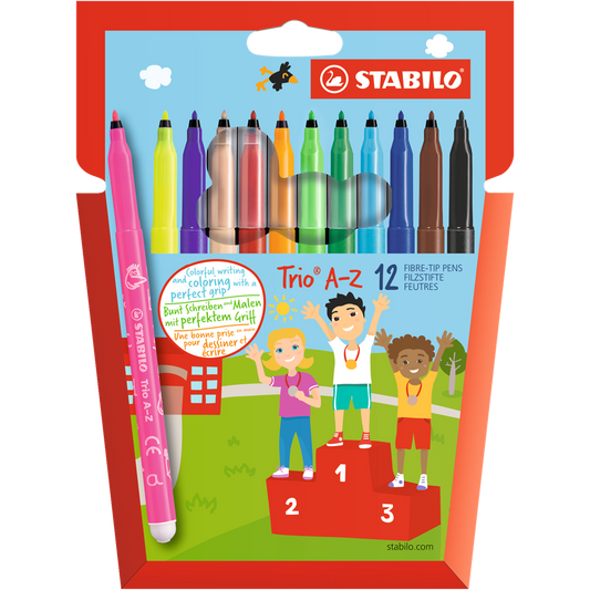 Rostirón, filctoll készlet, vízbázisú háromszögletű Stabilo Trio A-Z 378/12 12 klf. Szín kép