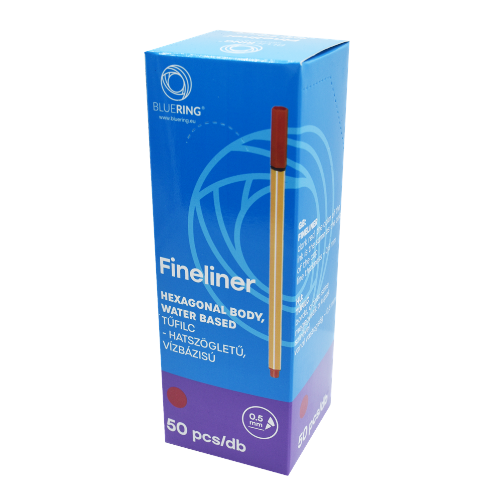 Rostirón, tűfilc vízbázisú, 0,5mm, hatszögletű test, Bluering® piros kép