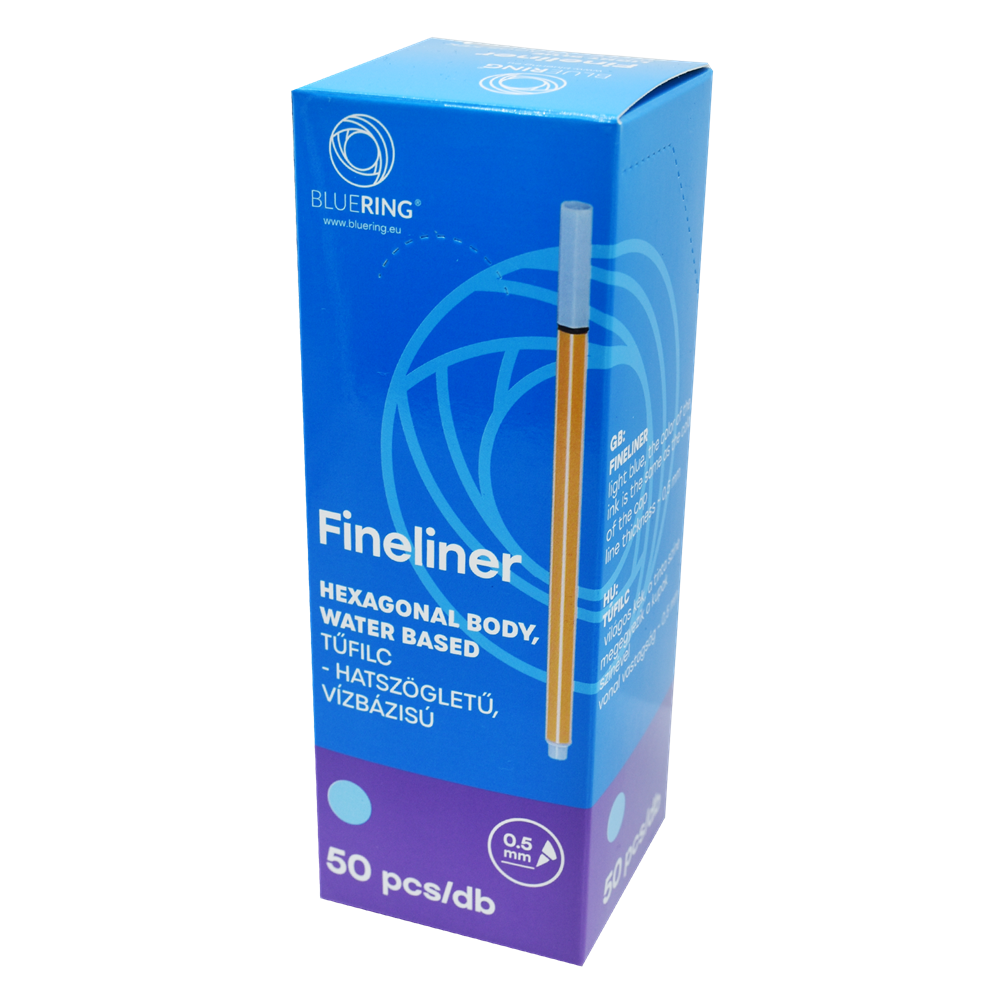 Rostirón, tűfilc vízbázisú, 0,5mm, hatszögletű test, Bluering® világoskék kép