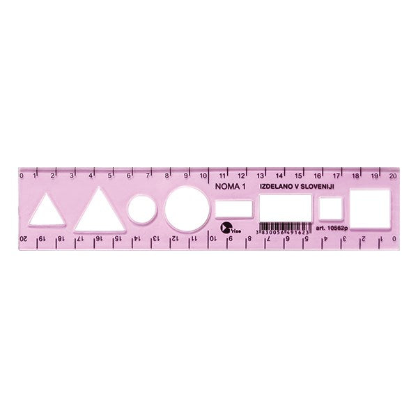 Sablon vonalzó OPTIMA pink 20cm