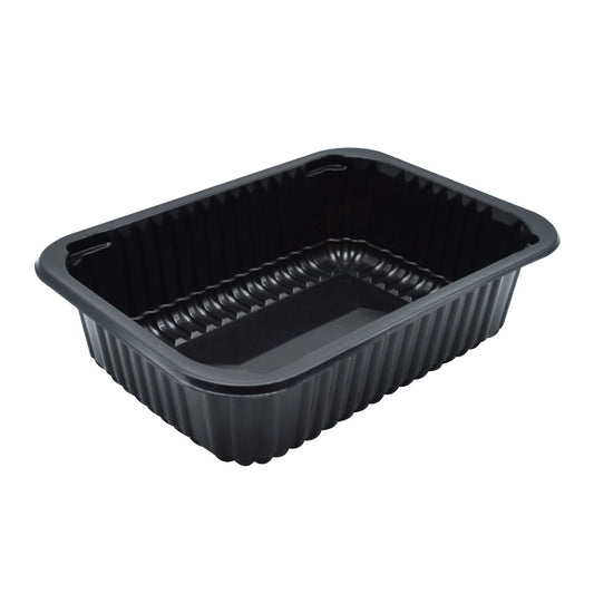Síkperemes PP tálca 187 x 137 x 50 mm fekete 90 db/csomag kép