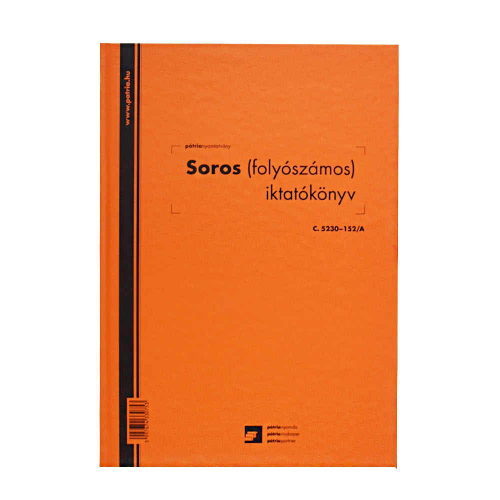 Soros iktatókönyv keményfedeles (folyószámos) A4, álló 100lap, C.5230-152/A kép