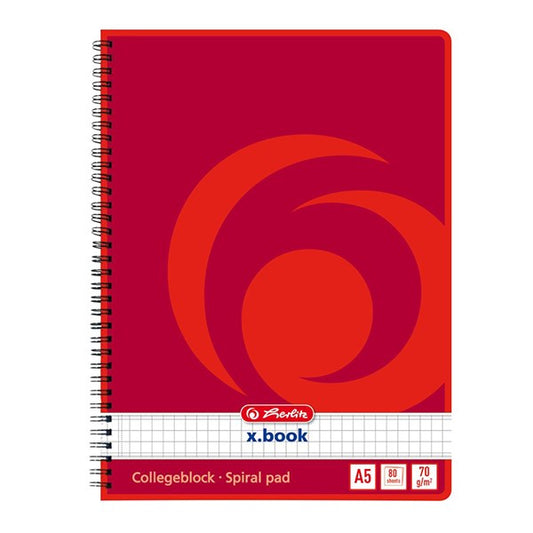 Spirálfüzet kockás HERLITZ A/5 80 lapos perforált lyukasztott