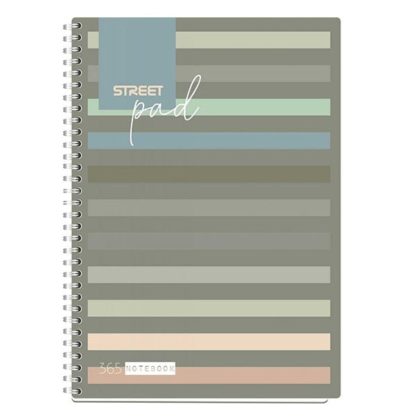 Spirálfüzet kockás STREET Pad A/4 100 lapos sötét csíkos