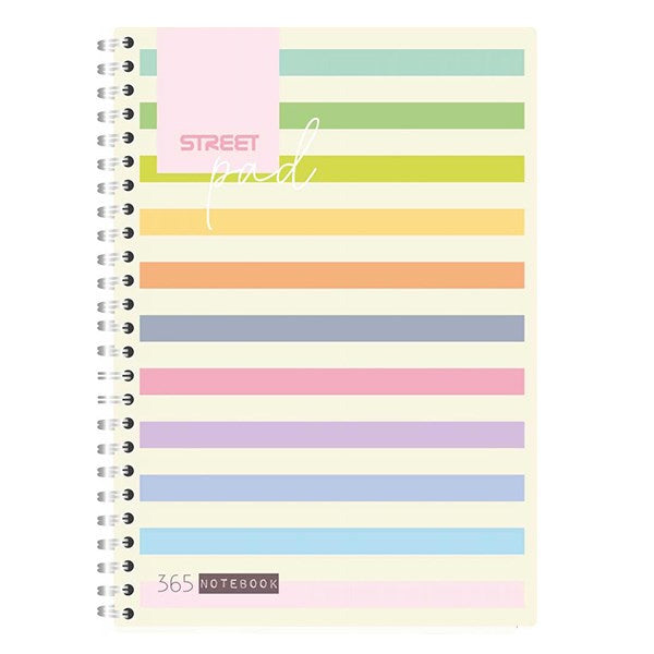 Spirálfüzet vonalas STREET Pad A/5 100 lapos világos csíkos