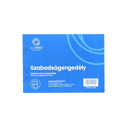 Szabadságengedély A6 50x2lapos B.18-49/V Bluering® kép