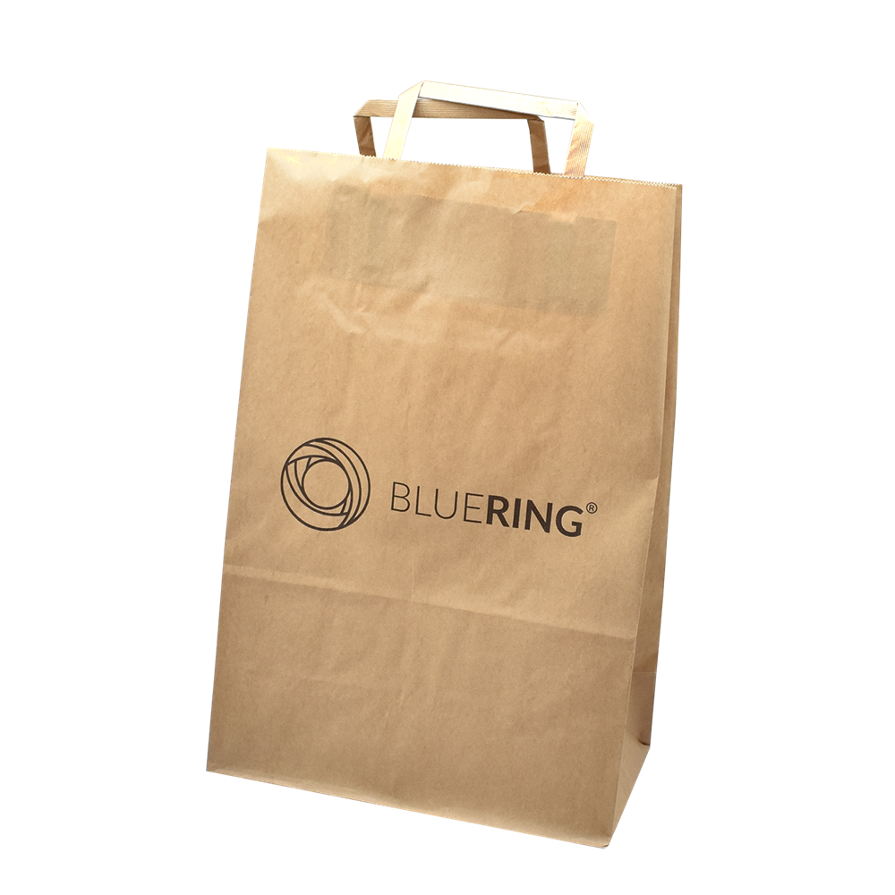 Szalagfüles papírtáska 24x12x36cm Bluering® barna kép
