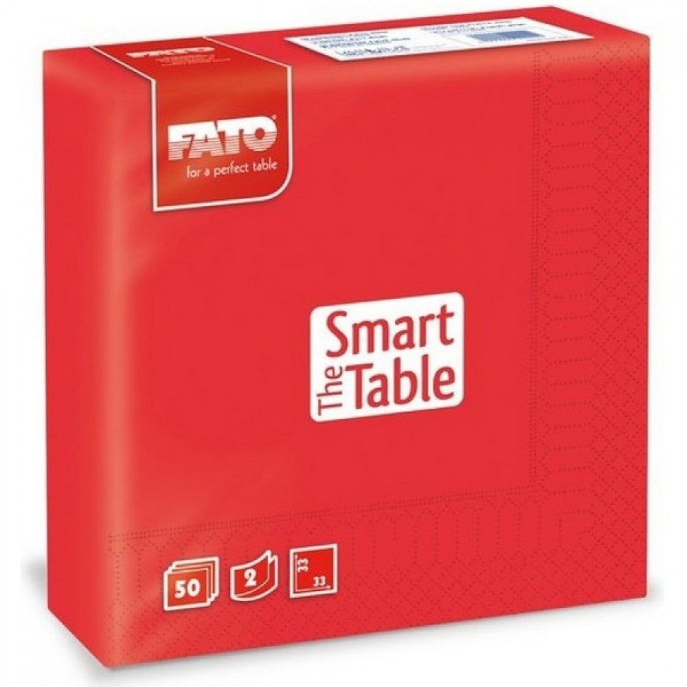 Szalvéta 2 rétegű 33 x 33 cm 50 lap/cs Fato Smart Table piros_82621700 kép