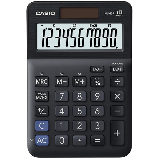 Számológép asztali 10 digit nagy, döntött kijelző Casio MS 10 F fekete kép