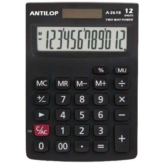 Számológép asztali 12 számjegy nagy, döntött kijelző Antilop A-2618 kép