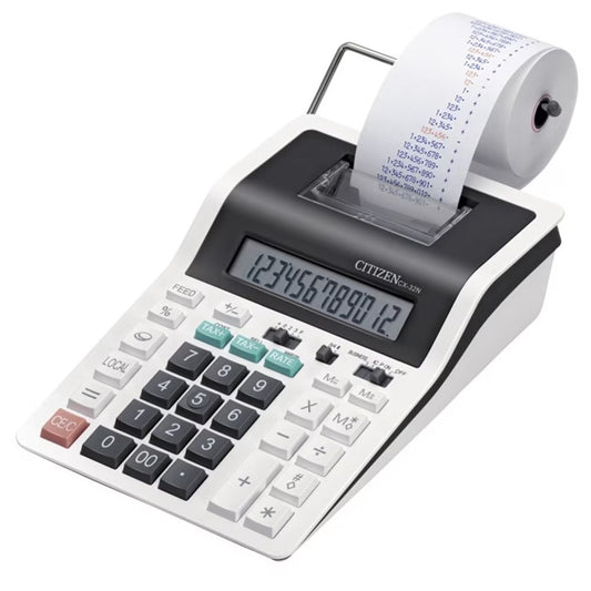 Számológép szalagos (57mm) 12 digit, 2 színű nyomtatás, elem+adapter Citizen CX-32N, kép