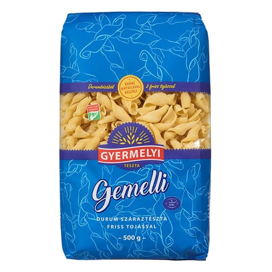 Száraztészta gemelli GYERMELYI 2 tojásos durum 500 g