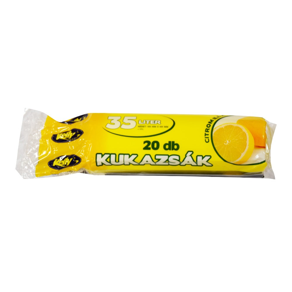 Szemeteszsák 35 liter 50 x 60 cm 20 db/tekercs 15 mikron sárga kép