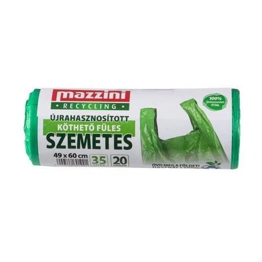 Szemeteszsák köthető füles 35 liter 20 db/tekercs Mazzini zöld kép