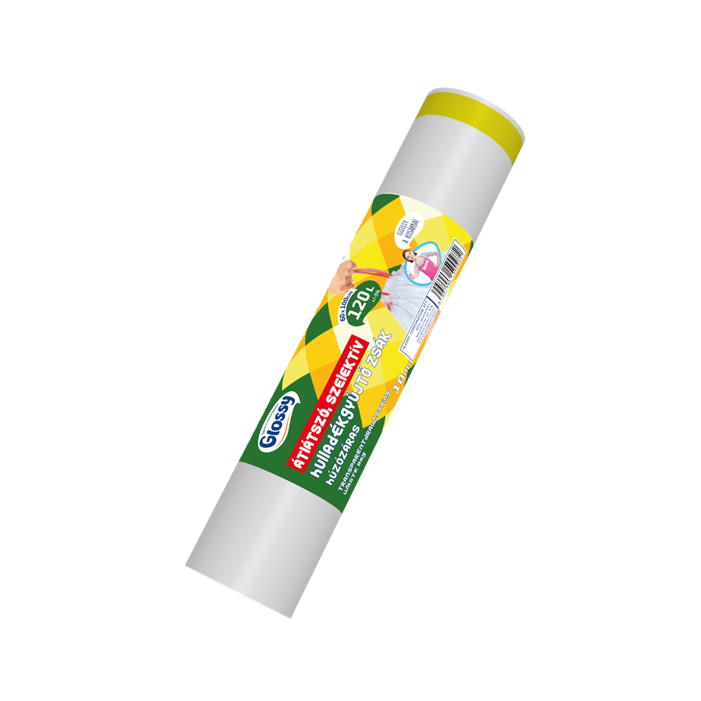 Szemeteszsák önzáró szalaggal 120 liter 60 x 100 cm 10 db/tekercs Glossy átlásztó kép
