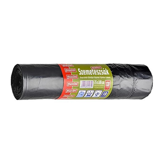 Szemeteszsák önzáró szalaggal 130 liter 75 x 100 cm 10 db/tekercs Mazzini fekete kép