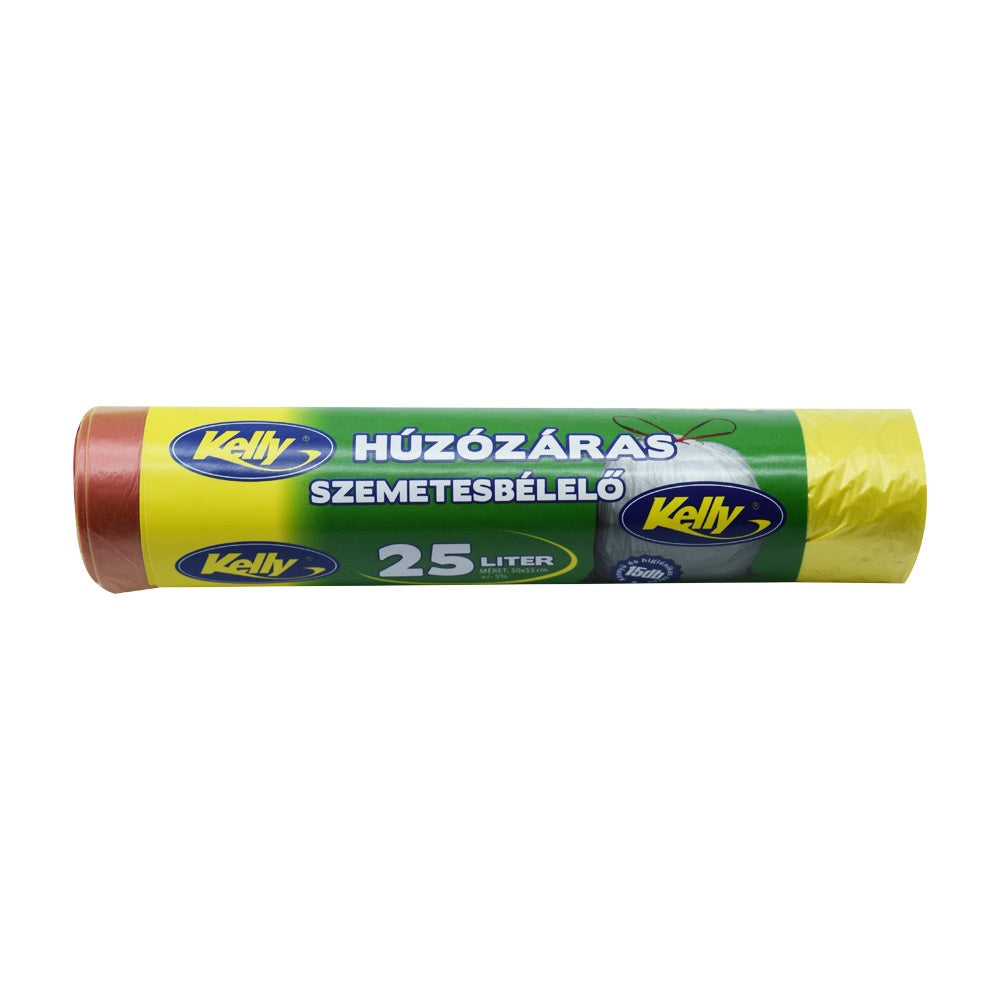 Szemeteszsák önzáró szalaggal 25 liter 15 db/tekercs Kelly_sárga kép