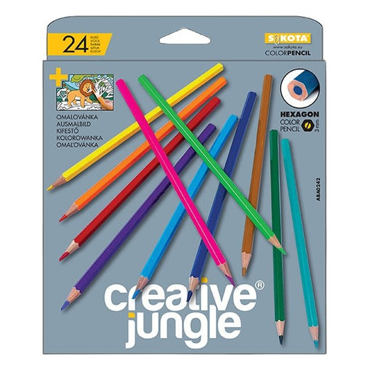 Színes ceruza CREATIVE JUNGLE grey háromszögletű 24 darabos