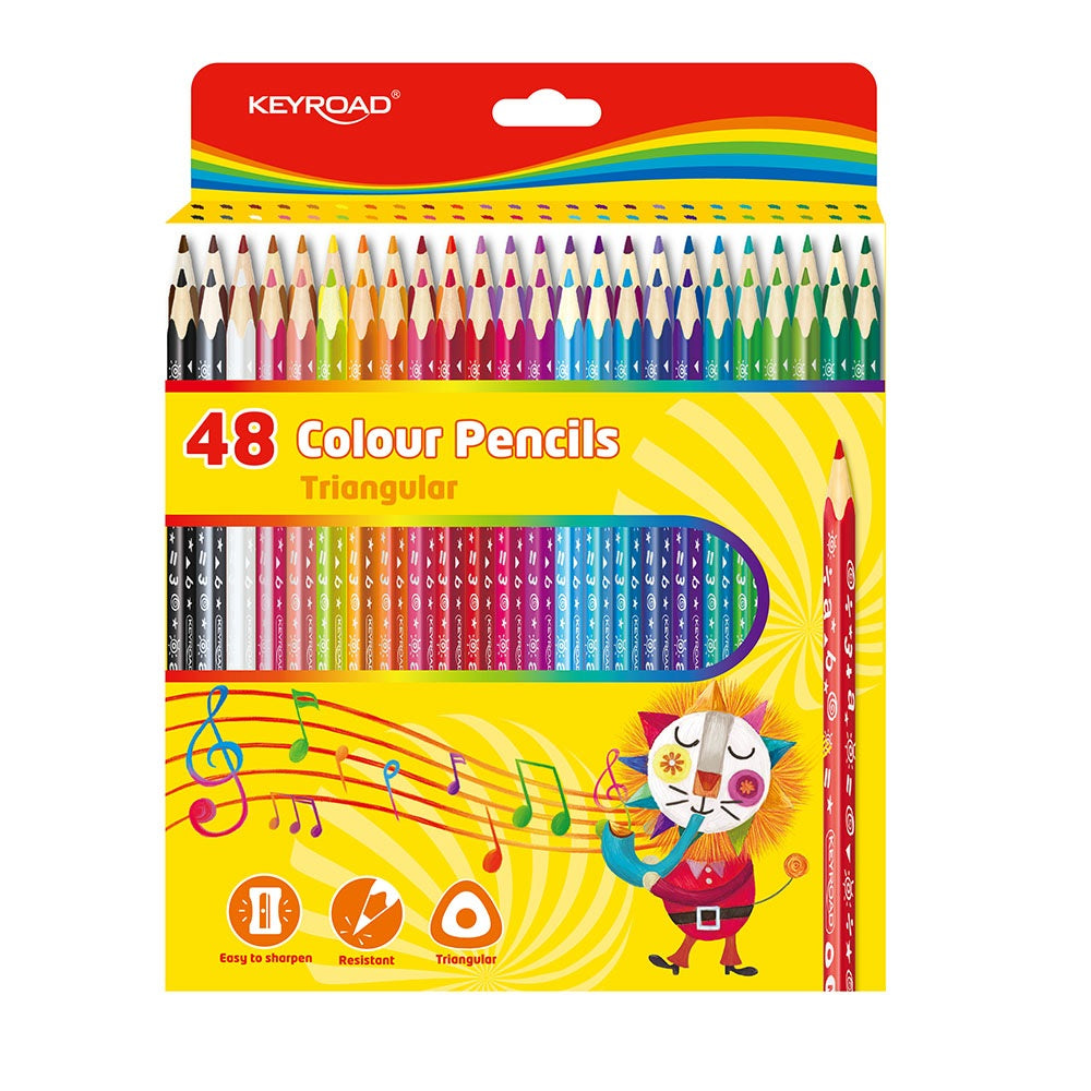 Színes ceruza készlet 18 cm háromszögletű Keyroad 48 klf. szín kép