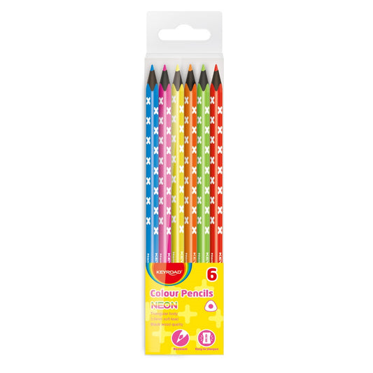 Színes ceruza készlet háromszögletű, fekete belsővel Keyroad Neon 6 klf. neon szín kép