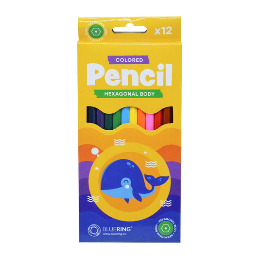 Színes ceruza készlet, hatszögletű Bluering® 12 klf. szín , Bálnás kép