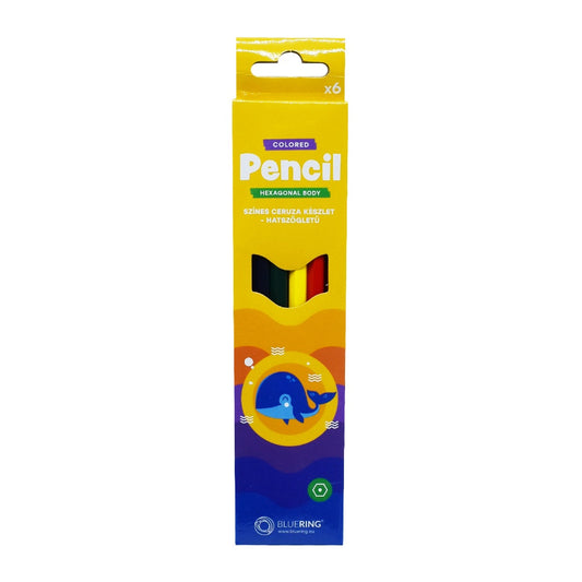 Színes ceruza készlet, hatszögletű Bluering® 6 klf. szín, Bálnás kép