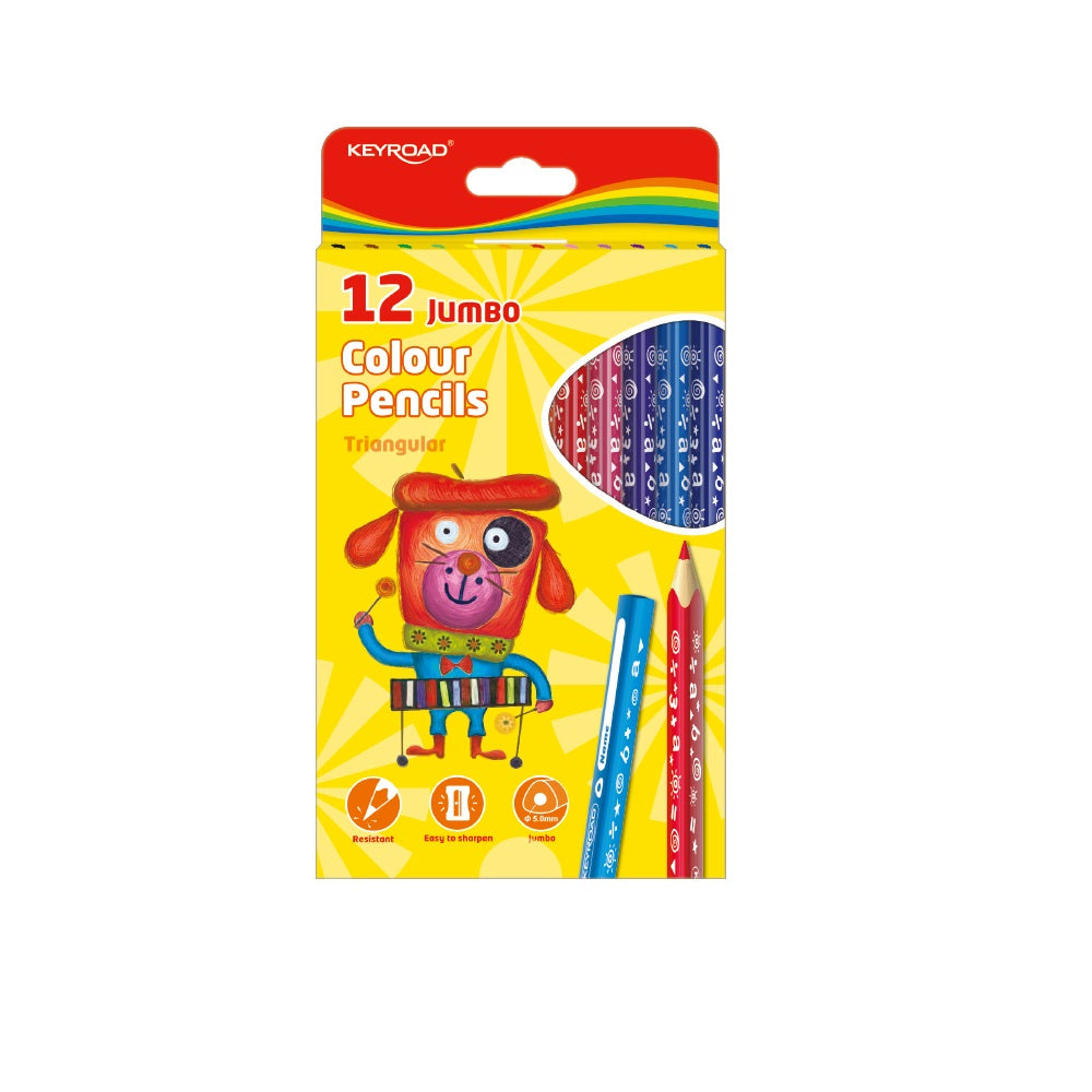 Színes ceruza készlet vastag, háromszögletű Keyroad Jumbo 12 klf. szín kép