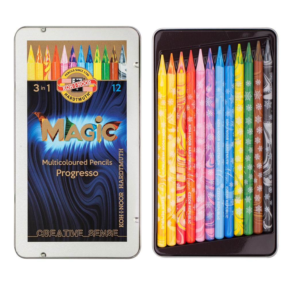 Színes varázsceruza készlet famentes PROGRESSO MAGIC 8772 KOH-I-NOOR 12 klf. szín kép