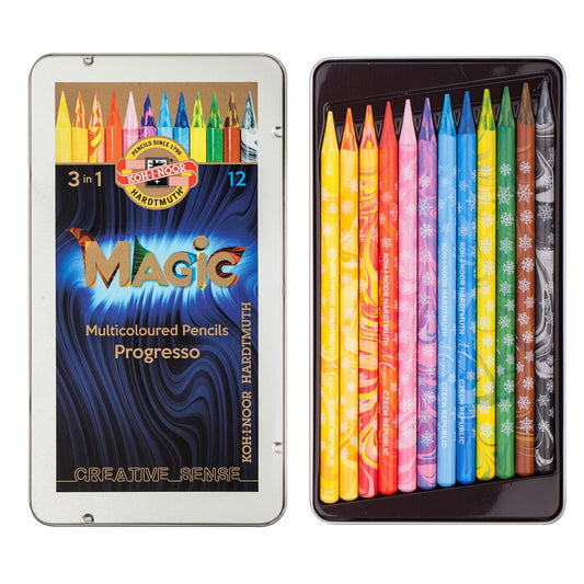 Színes varázsceruza készlet famentes PROGRESSO MAGIC 8772 KOH-I-NOOR 12 klf. szín kép