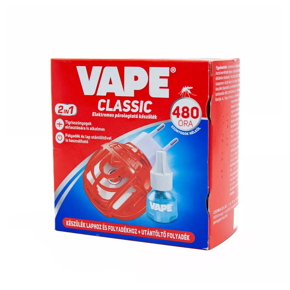 Szúnyogriasztó elektromos készülék lapkához&folyadékhoz+szúnyogirtó folyadék 60 éj Classic VAPE kép