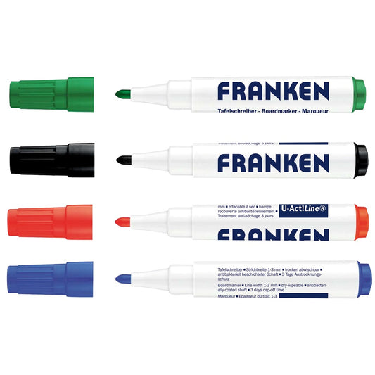 Táblamarker készlet, 1-3mm, kerek, antibakteriális Franken, 4 klf. szín kép