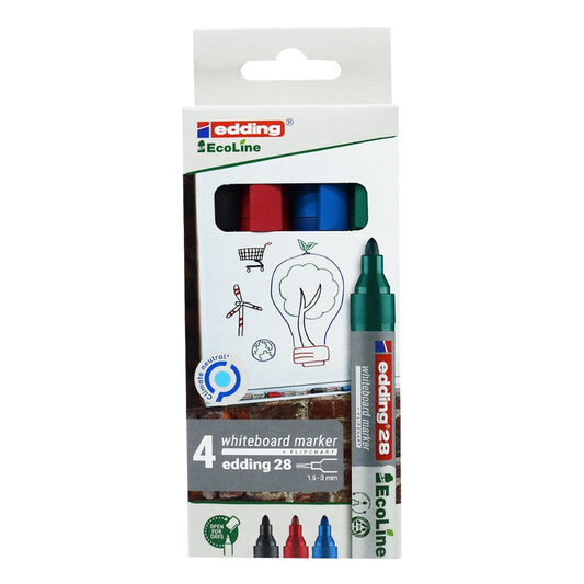 Táblamarker készlet, 1,5-3mm, kerek Edding 28 EcoLine, 4 klf. szín kép
