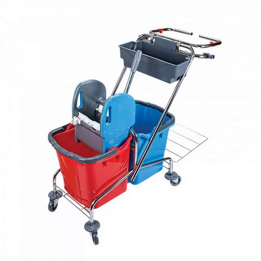 Takarítókocsi króm vázas zsáktartóval 2 x 18 liter CK759-T kép