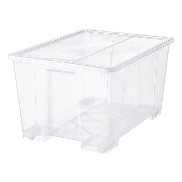 Tárolódoboz műanyag tetővel áttetsző 78x56x43cm 130 liter