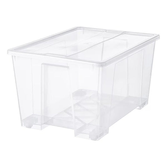 Tárolódoboz műanyag tetővel áttetsző 78x56x43cm 130 liter