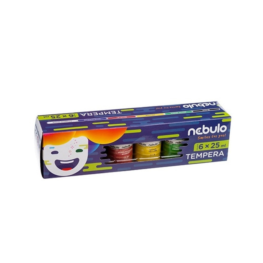 Tempera készlet, 25 ml, tégelyes, Nebulo 6 klf. szín kép