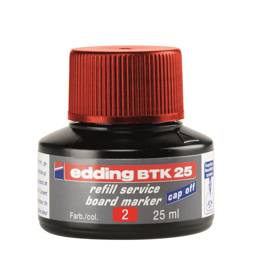 Tinta utántöltő táblamarkerhez 25ml, Edding BTK25 piros kép