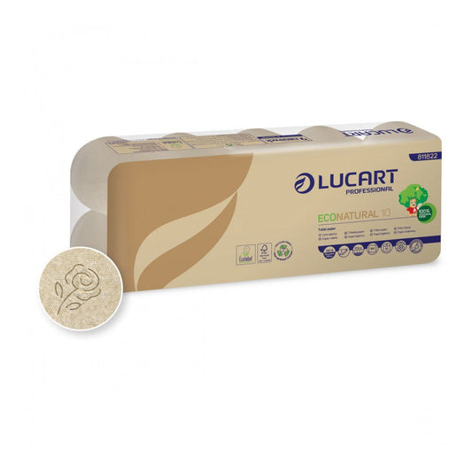 Toalettpapír 2 rétegű 180 lap/tekercs 10 tekercs/csomag 10 EcoNatural Lucart_811822J havanna barna kép