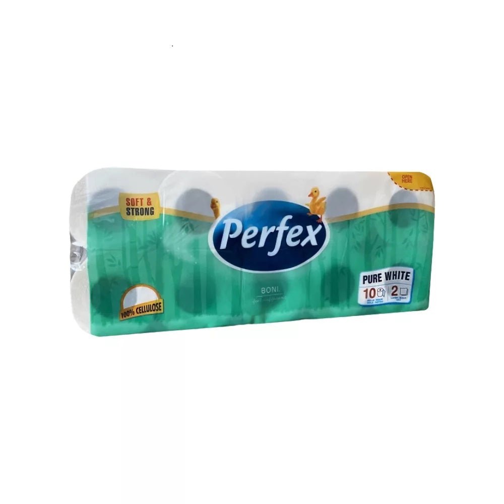 Toalettpapír 2 rétegű kistekercses 100% cellulóz 108 lap/tekercs 10 tekercs/csomag Boni Perfex kép