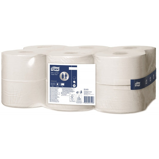 Toalettpapír 2 rétegű közületi átmérő: 18,8 cm 170 m/tekercs 12 tekercs/karton Mini Jumbo Tork_120278 fehérített kép