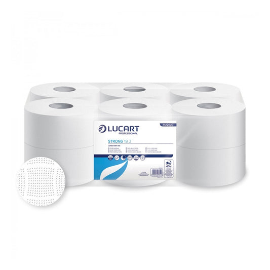 Toalettpapír 2 rétegű közületi átmérő: 19 cm 100 % cellulóz 12 tekercs/karton 19 J Strong Lucart_812202J hófehér kép