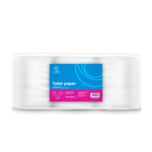 Toalettpapír 2 rétegű közületi átmérő: 19 cm 100 % cellulóz 180 m/tekercs 12 tekercs/csomag_Bluering®_hófehér kép