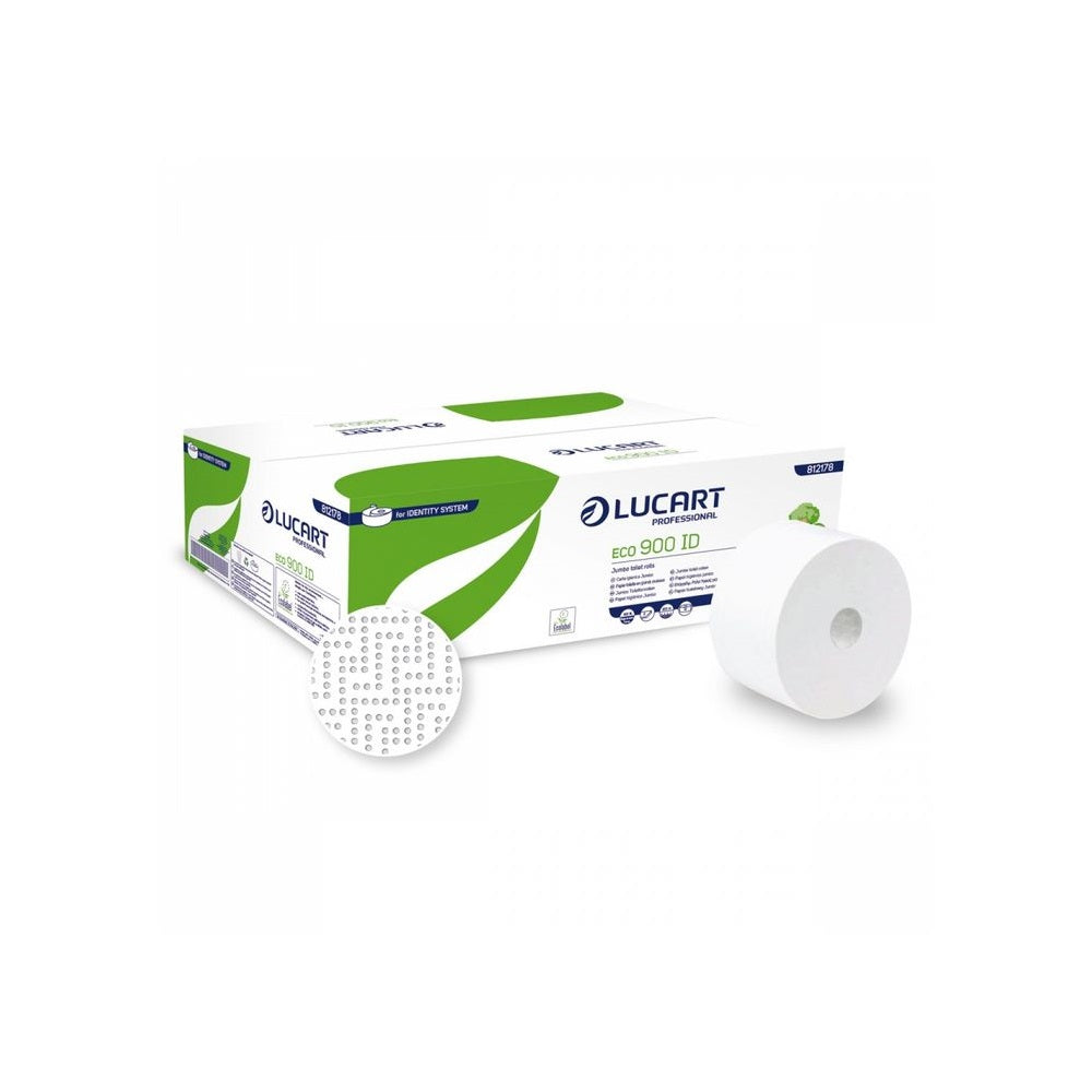 Toalettpapír 2 rétegű közületi átmérő: 19 cm 12 tekercs/csomag autocut 900 ID Eco Lucart_812178S fehér kép
