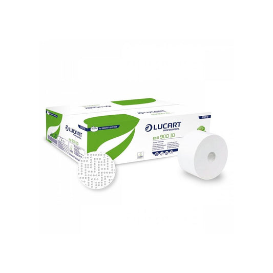 Toalettpapír 2 rétegű közületi átmérő: 19 cm 12 tekercs/csomag autocut 900 ID Eco Lucart_812178S fehér kép