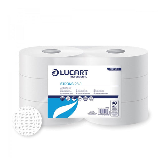 Toalettpapír 2 rétegű közületi átmérő: 23 cm 100 % cellulóz 6 tekercs/karton 23 J Strong Lucart_812216J hófehér kép