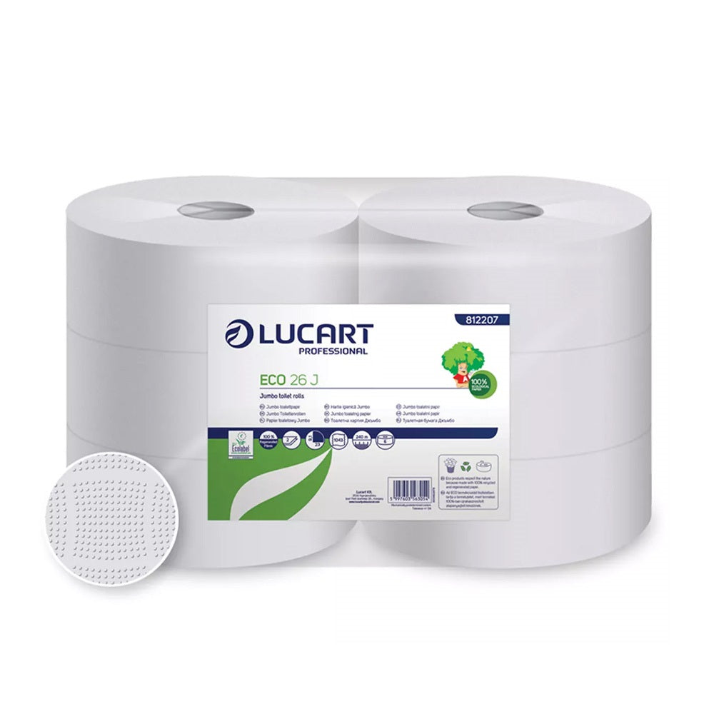 Toalettpapír 2 rétegű közületi átmérő: 23 cm 6 tekercs/karton 23 J EcoLucart_812206 fehér kép