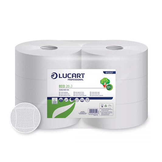 Toalettpapír 2 rétegű közületi átmérő: 23 cm 6 tekercs/karton 23 J EcoLucart_812206 fehér kép