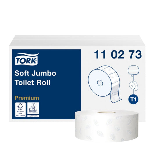Toalettpapír 2 rétegű közületi átmérő: 26 cm 1800 lap/360 m/tekercs 6 tekercs/karton Soft Jumbo T1 Tork_110273 hófehér kép